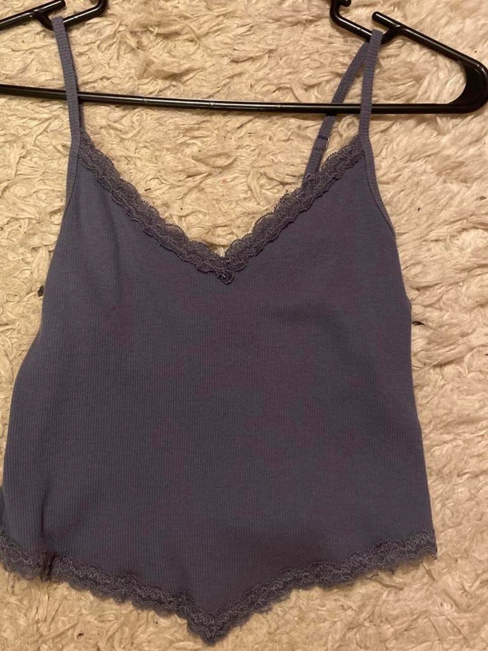 Hollister Lace-Trim Ribbed Cami - Slate Blue